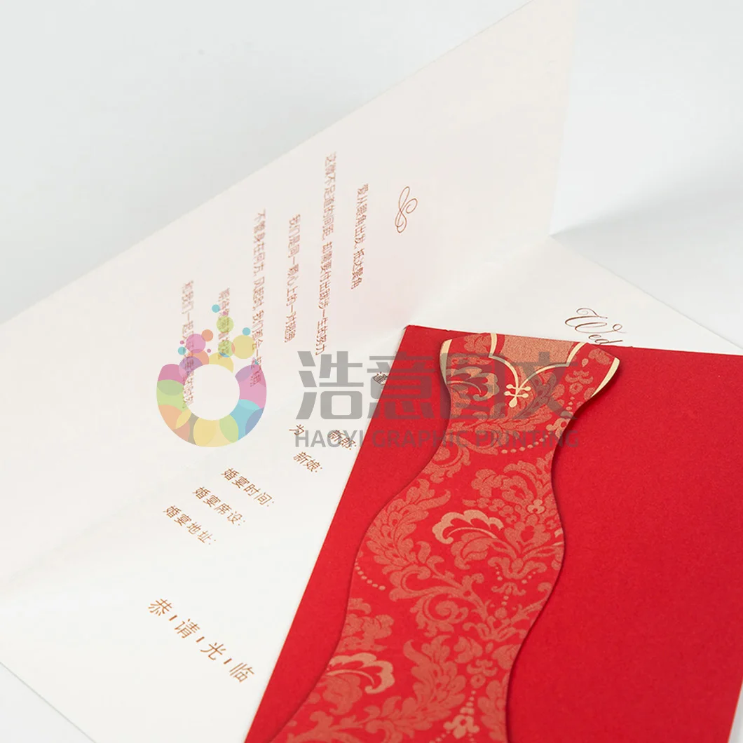 Custom Printing Laser Cut Luxurious Wedding Invitations Red Elegant Wedding Invitation Paper Cards