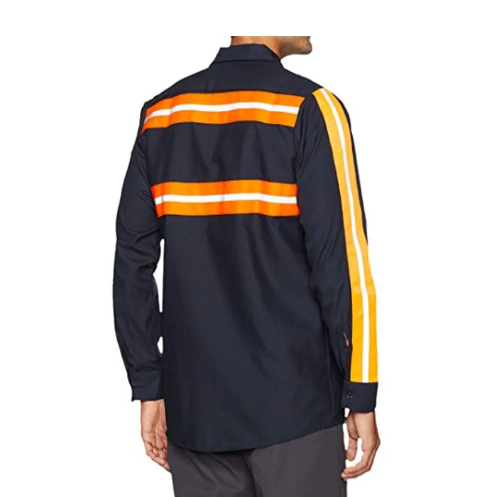 Wholesale Mens High Visibility Shirts Work Shirts with Reflective Tape
