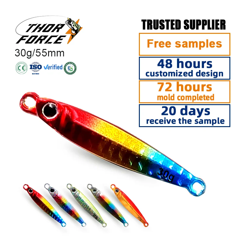 THORFORCE OEMODM 10g20g30g40g Imported laser paper Tungsten steel fishing jigging fast sinking jigging bait