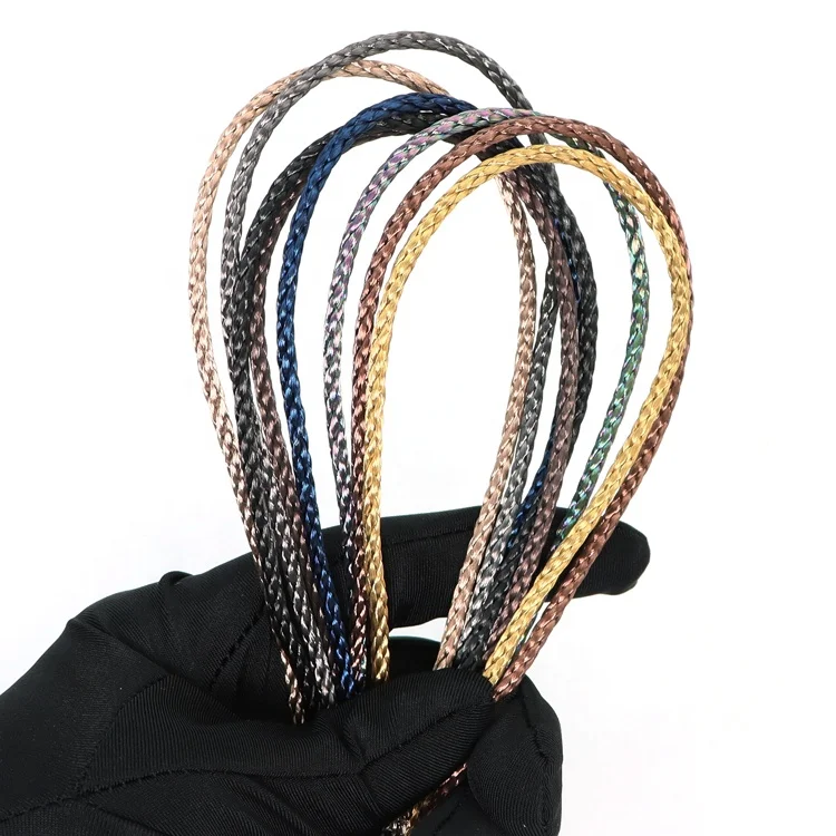 New Arrival Fashion Jewelry Rope Stainless Steel Cords Colorful Steel Wire Rope Gold Plated Steel Wire Woven Cord for Bracelet