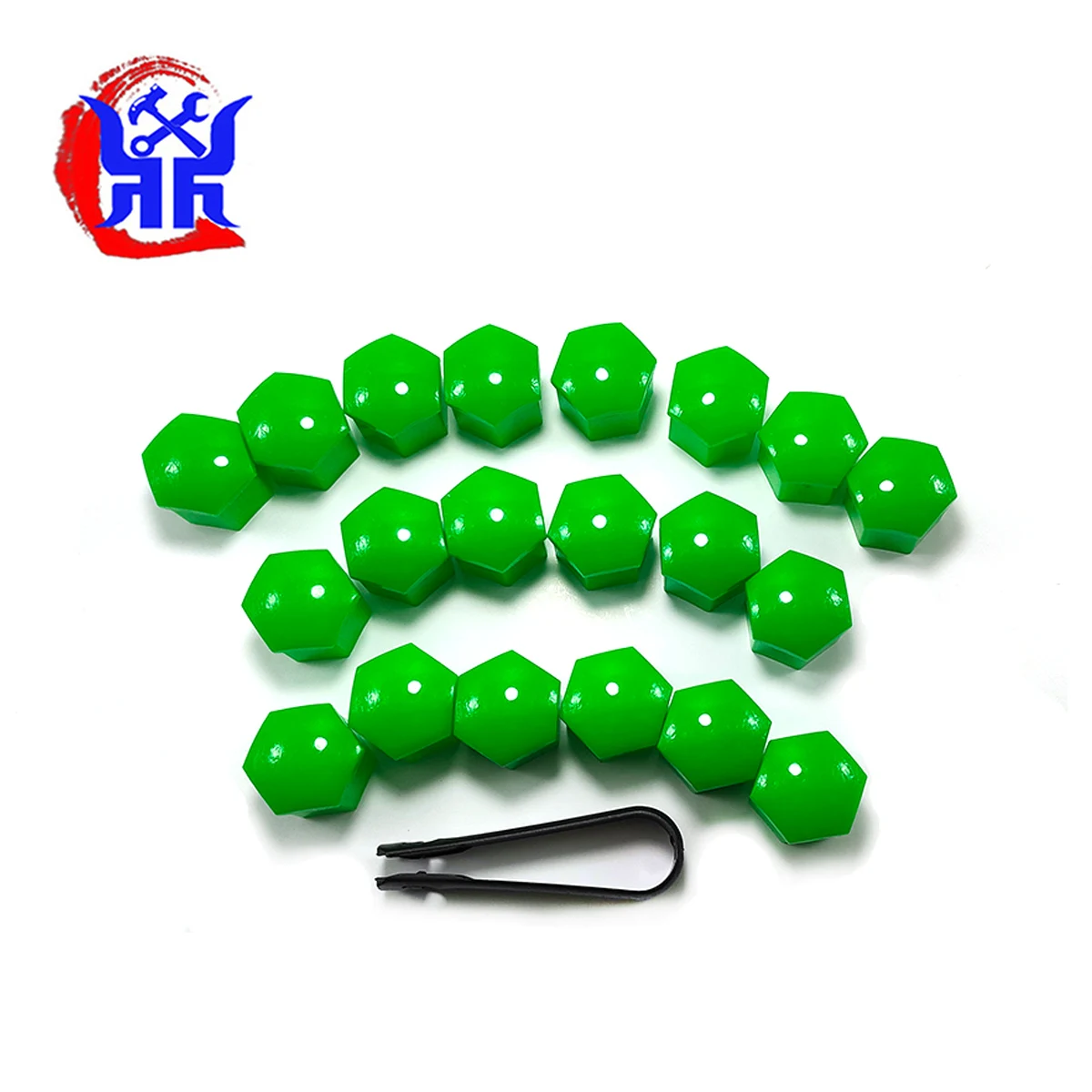 20X Wheel Lug Nut Bolt Center Cover Green Caps With Tool 19mm Fit For Audi VW Skoda