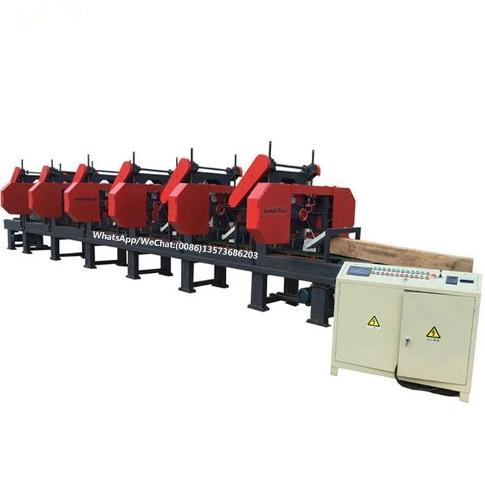 Electric lumber sawing machine 5 sawmill heads timber bandsaw resaw horizontal