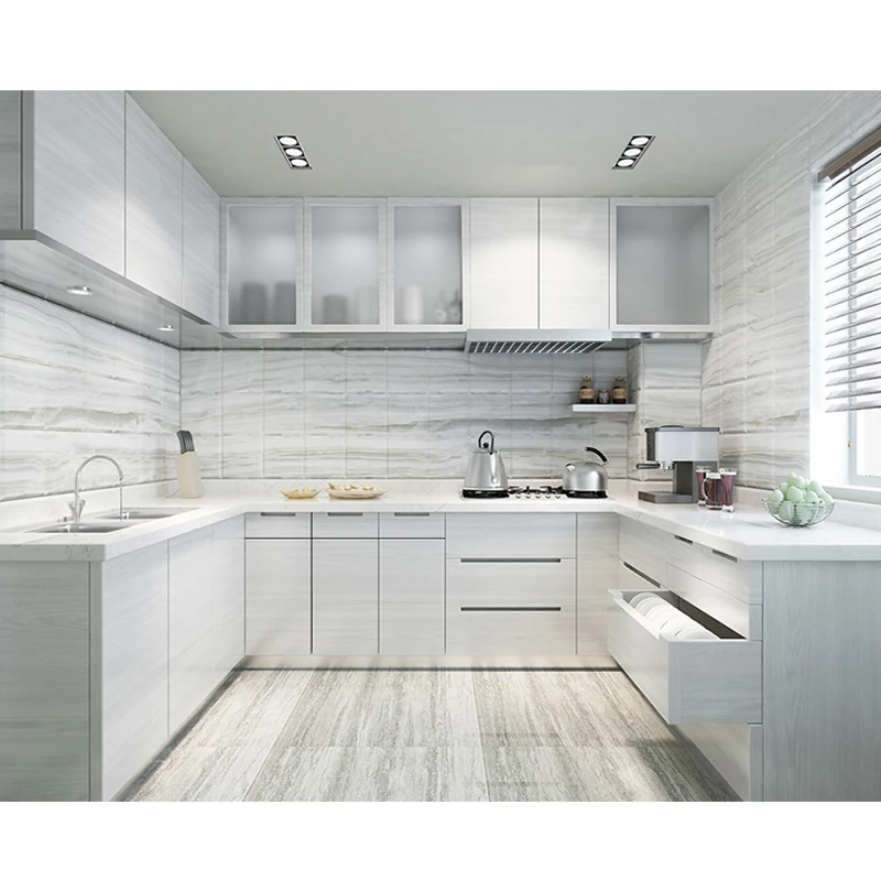 Wish Classic Wood Kitchen Cabinet Affordable Price Customized Modern Pure or Wood Grain Apartment Modern Design Kitchen Cabinet