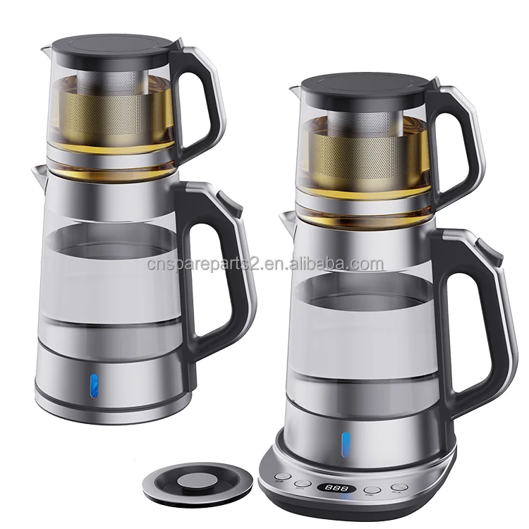 Keep Warm 1.7l+1.0 Capacity Automatic Glass&Stainless Steel Kettle One touch Shut-off Electric Water Boiler Tea Kettles