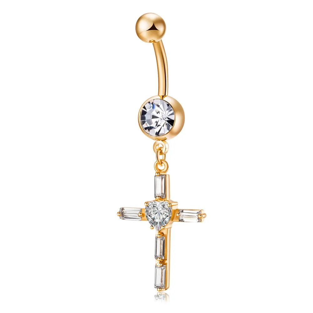 
cross shape Stainless Steel Crystal Belly Button Rings Piercings Nombril Sexy Ombligo Piercings Navel Earring Piercing Jewelry 