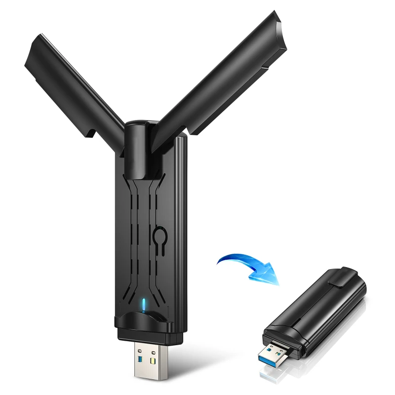 wifi 6 AX 1800Mbps wireless network cards  Wifi 6 Dual Band Usb Wifi Adapter  1800Mbps   with External Antenna  for Desktop