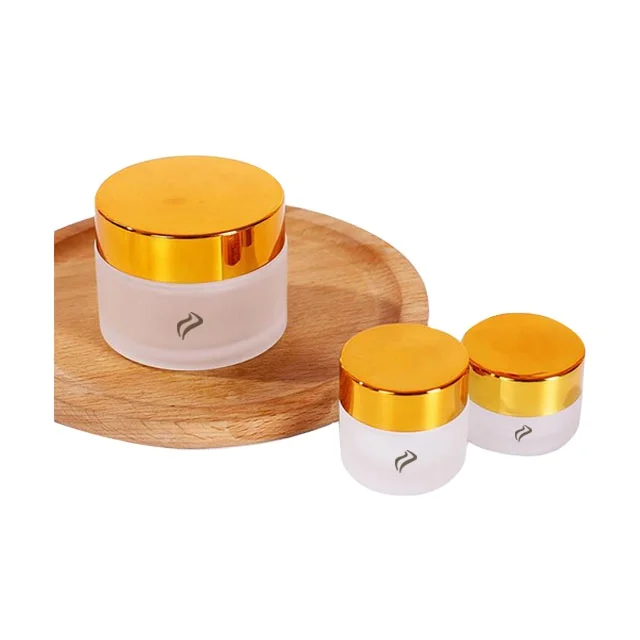 Wholesale 15ml 30ml 50ml Custom Frosted Round Shape Glass Cream Jars