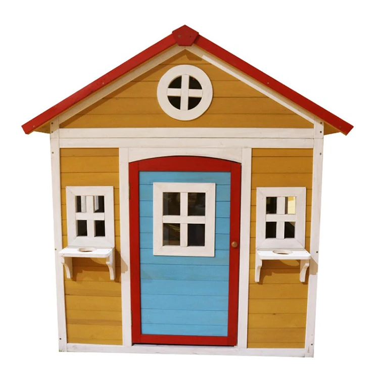 Best Christmas Gift Garden Small  Cubby House for Kids Outdoor Wendy Wood Playhouses With Flower Planter