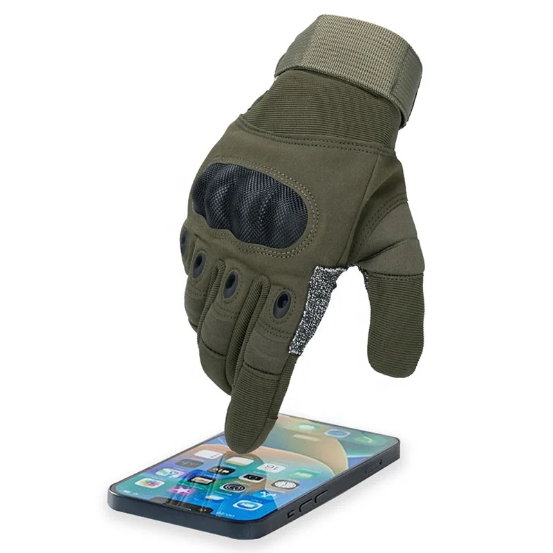 YAKEDA Hard Knuckle Full Finger Tactical Gloves Combat Gloves Touch Screen Cycling Racing Utility Cut-resistant Gloves