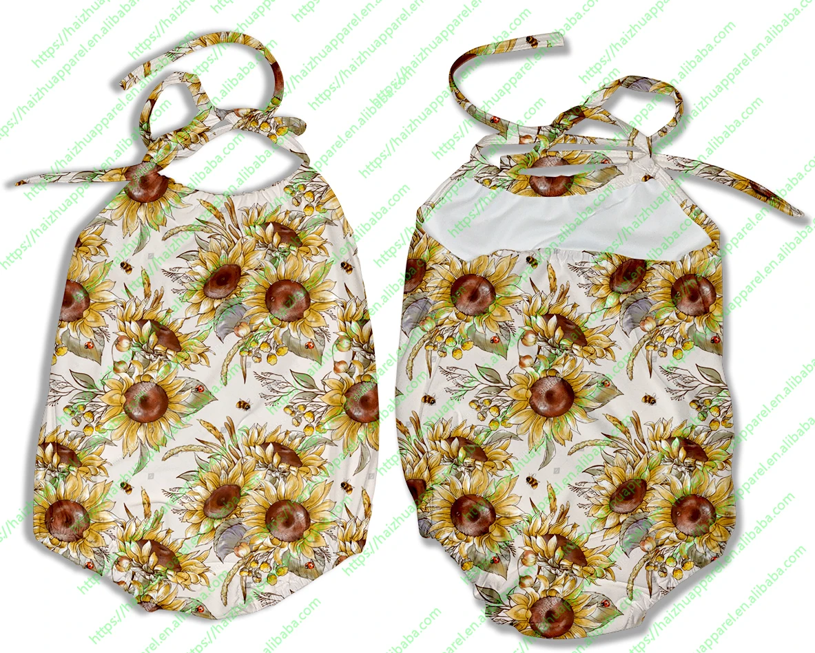 Ga-7 Wholesale baby summer frenulum tollder romper girls printed bubble girls jumpsuits baby romper