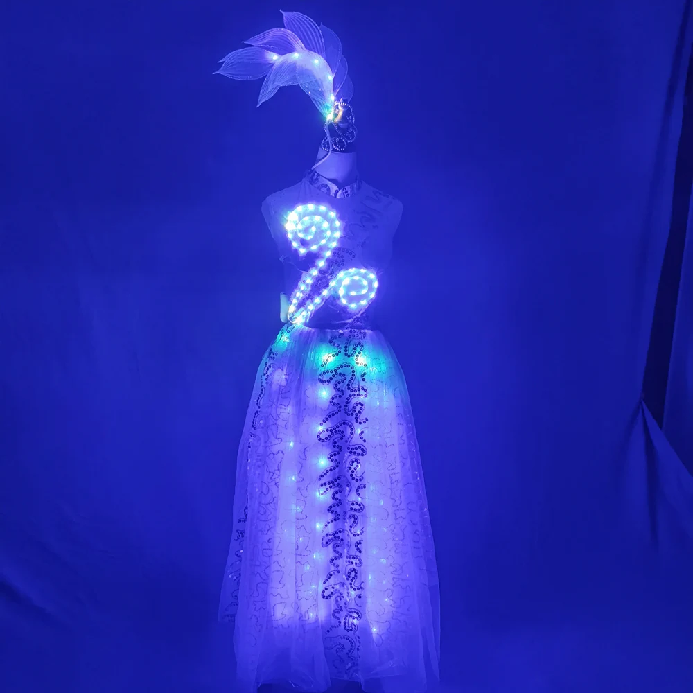 Oriental Dance LED Costume Sexy Group Opening Carnival Stage Wear Luminous Dress for Holiday Performance Suit