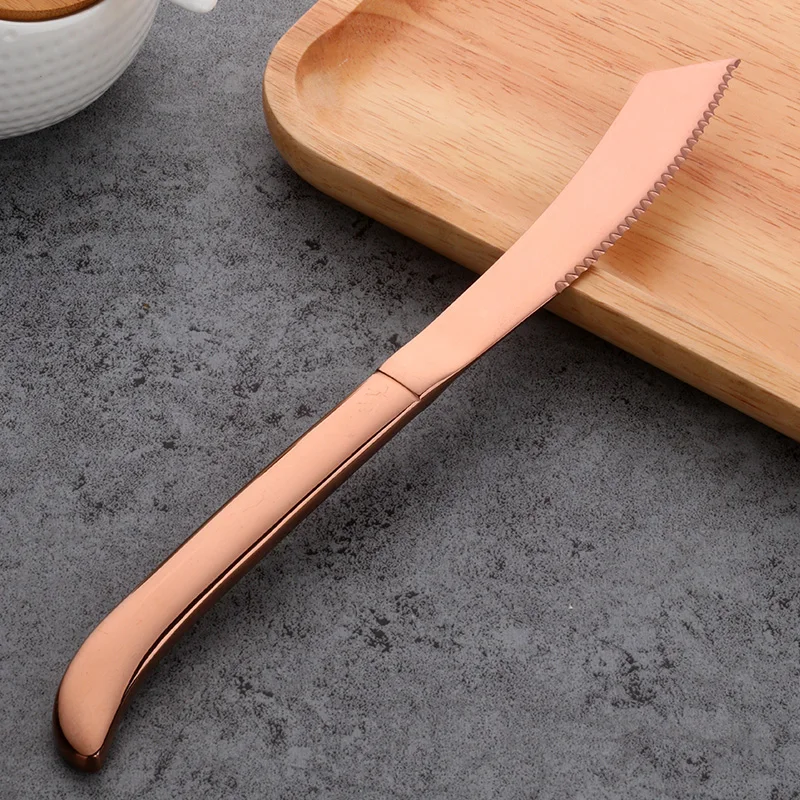 Tableware Non Rust Golden Copper Stainless Steel Durable Steak Knife for Food