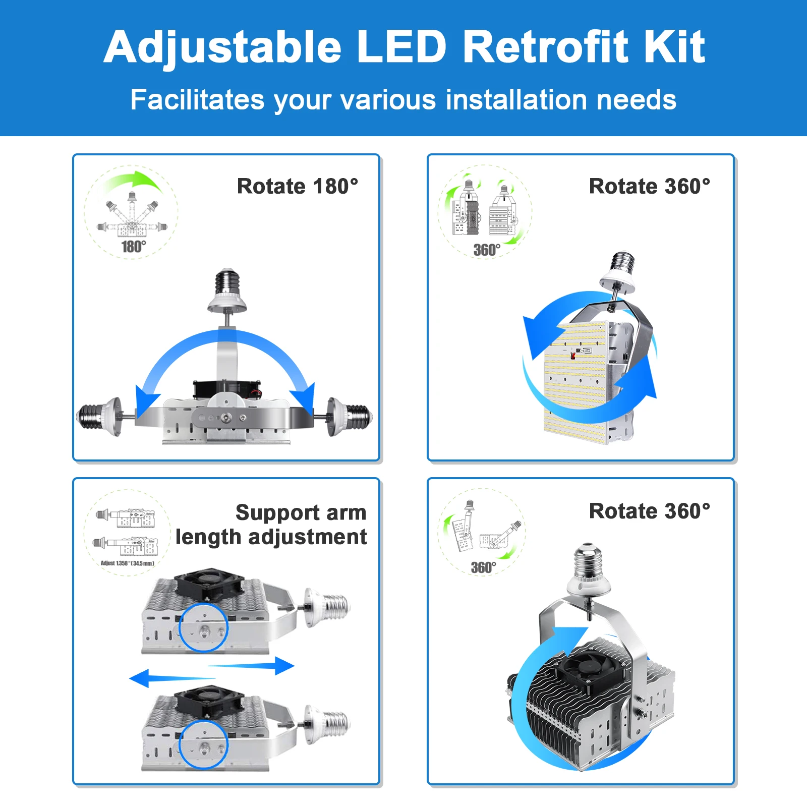new design high quality Street Lights Safety Retrofit Kits 150w 200w 300w DLC LED replacement Lamps