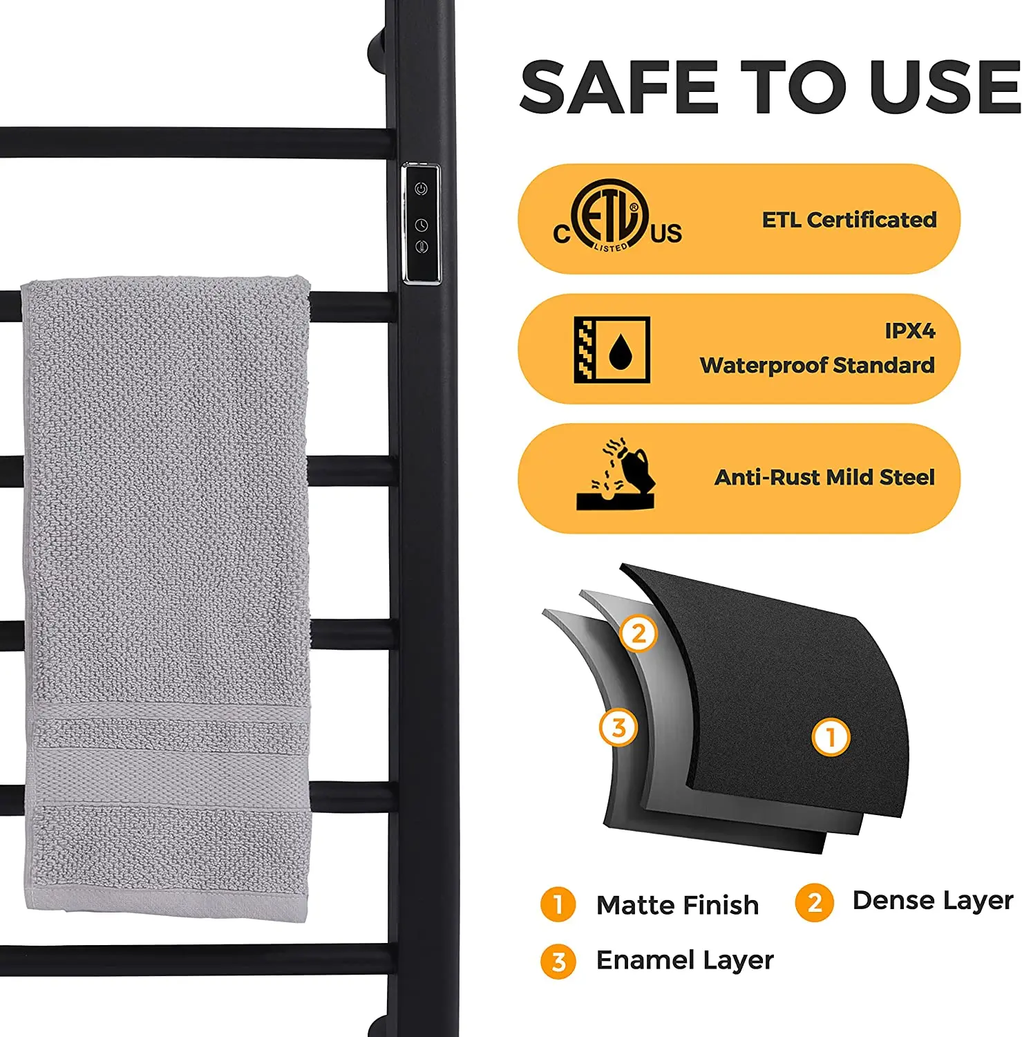 8 Bars Towel Warmer Freestanding Towel Heater Heated Towel Racks for Bathroom