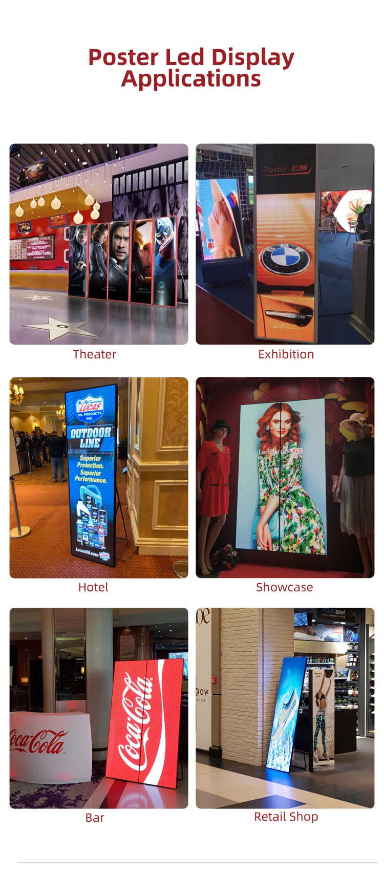 Indoor P1.8 P2 P2.5 P3 Floor Standing screen digital hd led poster display screen video wall pantallas led for events