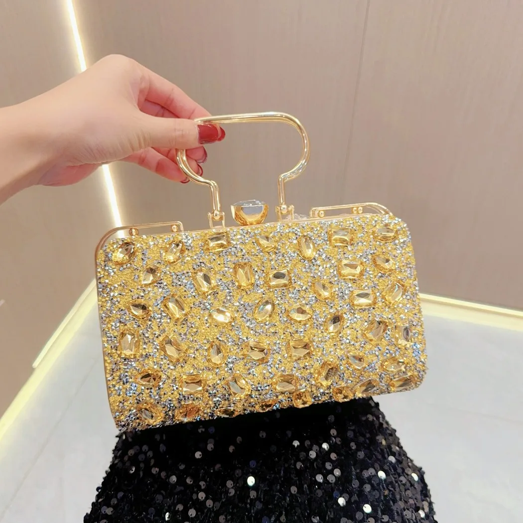 White Diamond 2024 Wholesale Custom Rhinestone Bags Ladies Dancing Party Handbags Women Luxury Clutch Evening Purse