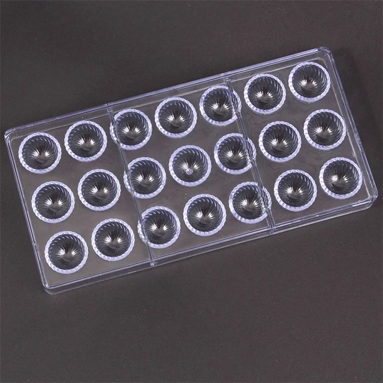 Polycarbonate 21 Cups Chocolate Bomb Mold Spiral Bullet Chocolate  Bon Mould Injection PC Solid Plastic Jelly Candy DIY Molds