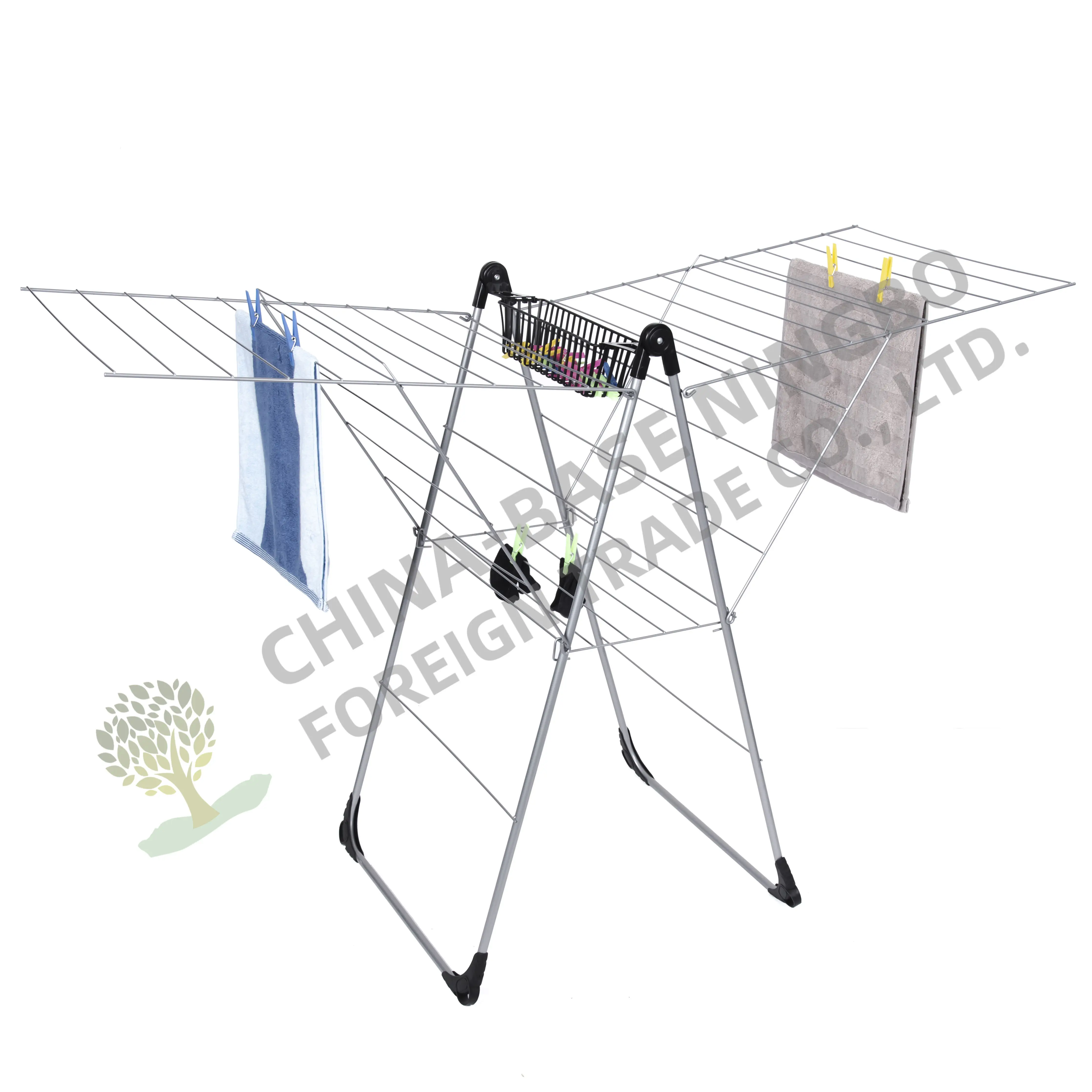 Foldable Gull-Wing Laundry Drying Rack Cloth Airer Rack Towels Holder Hanger Storage Baket Wing Rack
