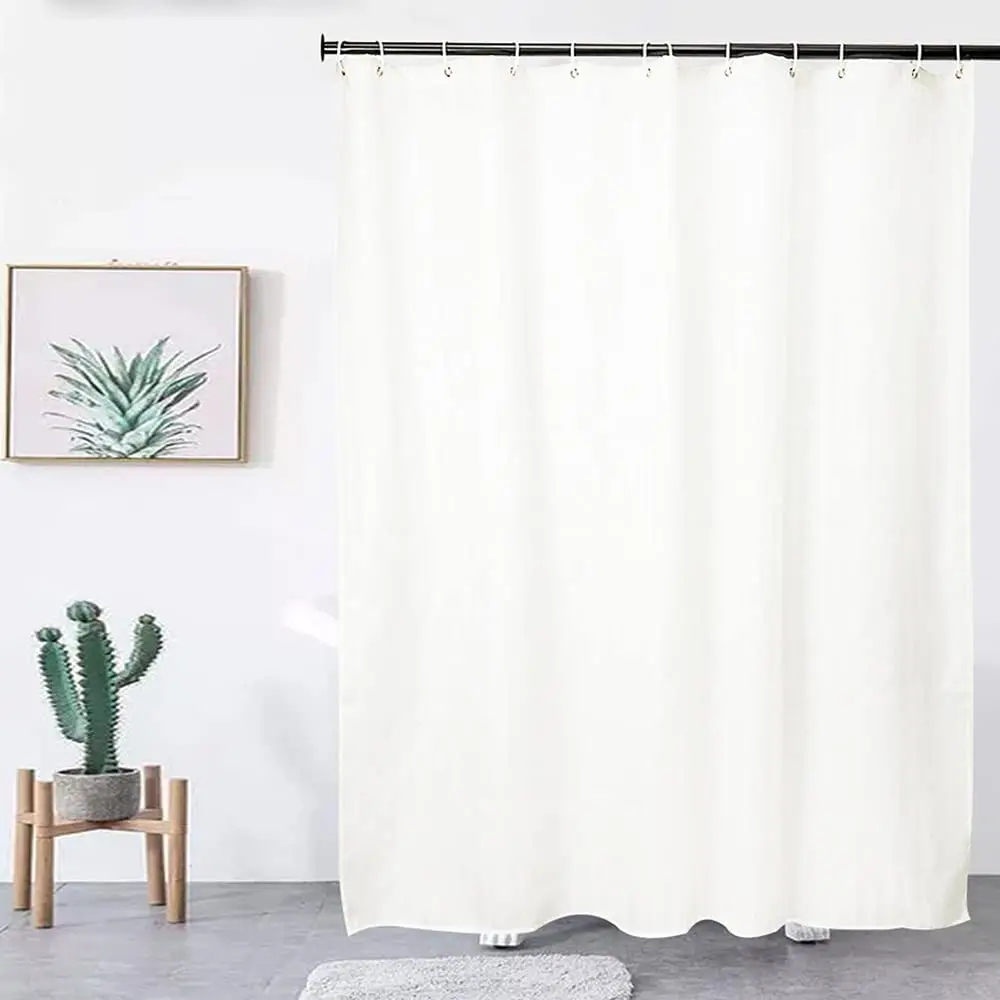 Bathroom Shower Curtains Mould Proof Resistant Polyester Cloth Anti Bacterial Waterproof White Satin Stripe shower curtain