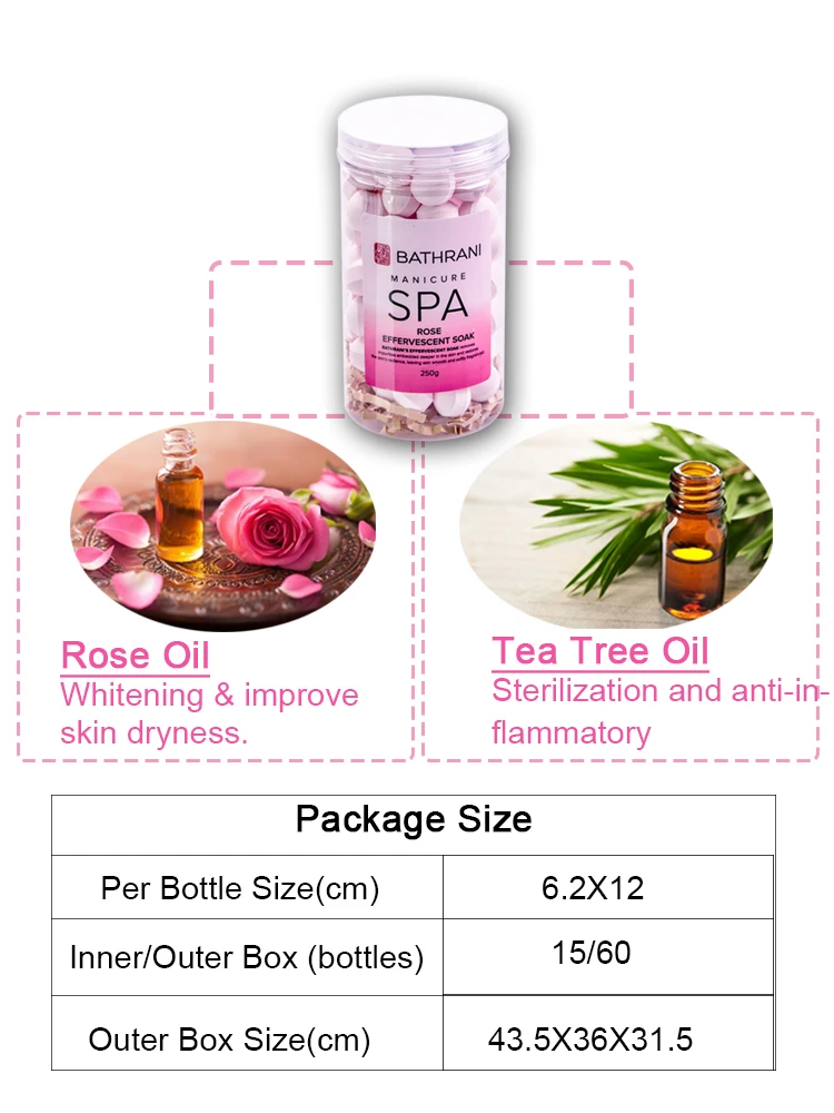 Manicure Soak Have Nail Clean Disinfection And Soften Cuticle Effect BATHRANI Rose 250g Nail Treatment