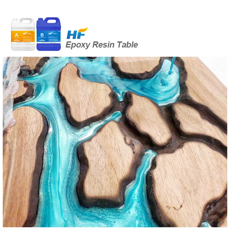 
HF China Manufacture Food Safe Clear Color Epoxy Adhesive Coating For Wood Table 