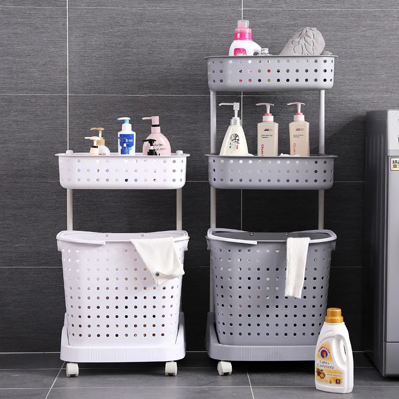 Wholesale price laundry basket 3 compartments laundry basket with wheels laundry basket plastic