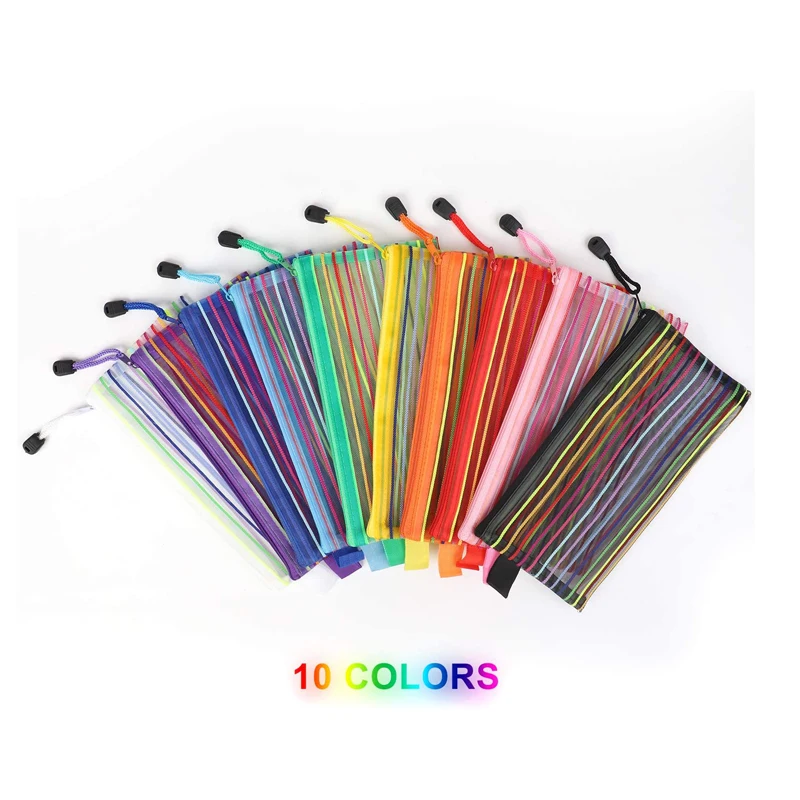 High Quality Children File Pvc Make Up Pencil Bag Mesh Hold Pen Case
