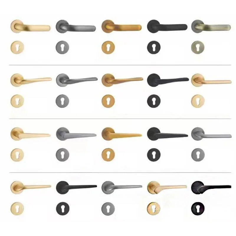 Wooden Door Handle Mute Stainless Steel Handle Lock Modern Entrance Door Pull Handle Mortise Door Lock Set Hardware