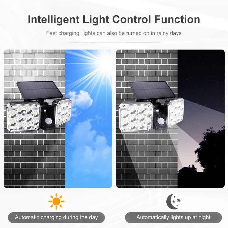 
Bright outdoor waterproof led Security Lights Motion Sensor Rotatable Dual Head Wall Lamps Solar garden solar light 