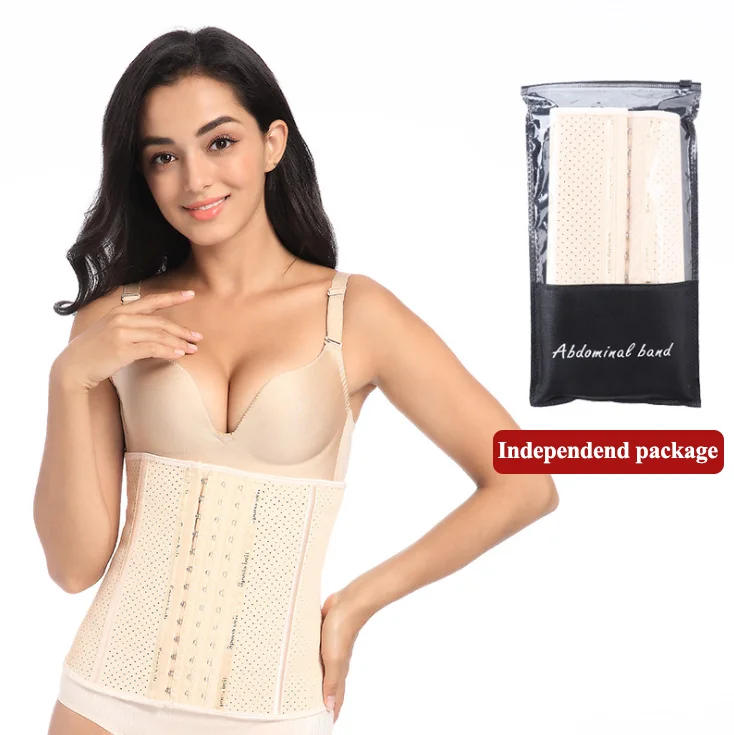 3 rows hook and eye  Fitness Corset Natural latex 9 Steel Bones Snatch Waist trainer belt for Women Workout and weight loss