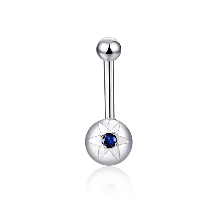 Wholesale 925 Sterling Silver Star Sexy Navel Dangle Belly Button Piercing For Women
