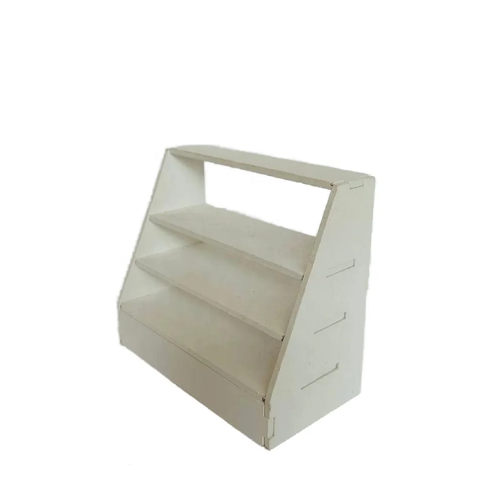 DIY Wooden craft mini cake shelf on desk decoration