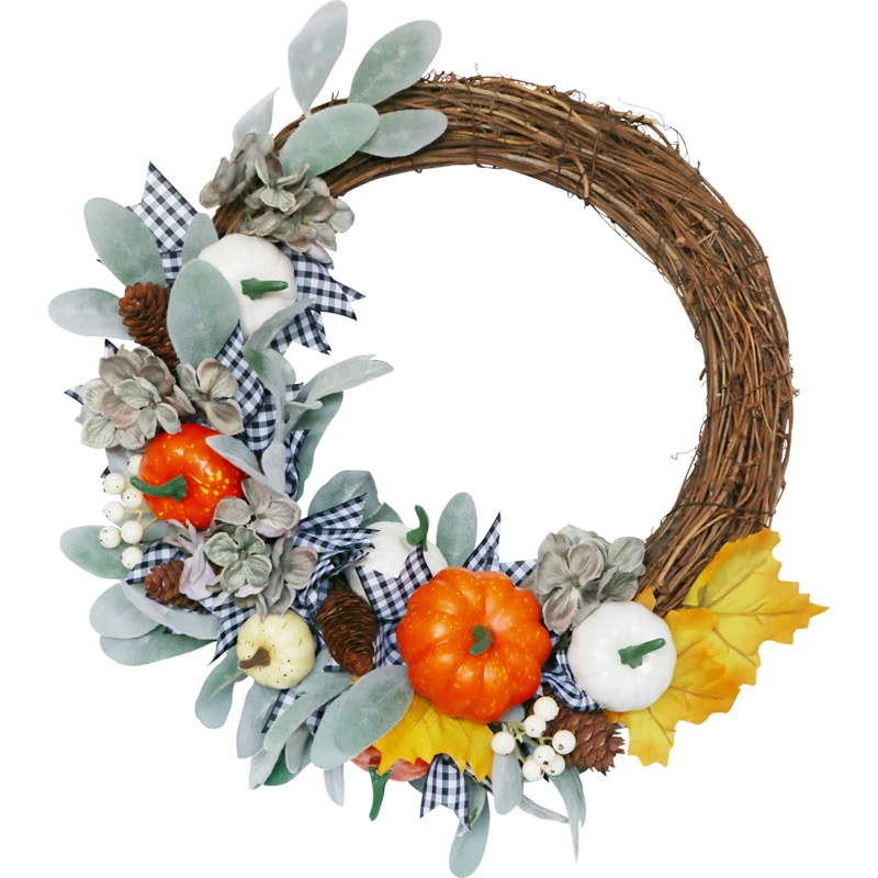 New Artificial Fall Decor Autumn Wreath Harvest Thanksgiving Plants Door Wreath decorative flowers wreaths and plants