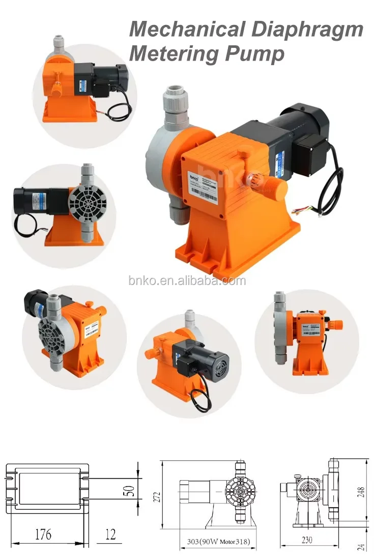 Chemical Diaphragm Electromagnetic Mechanical Dosing pump Liquid Plunger 100LPH 5bar Metering pump