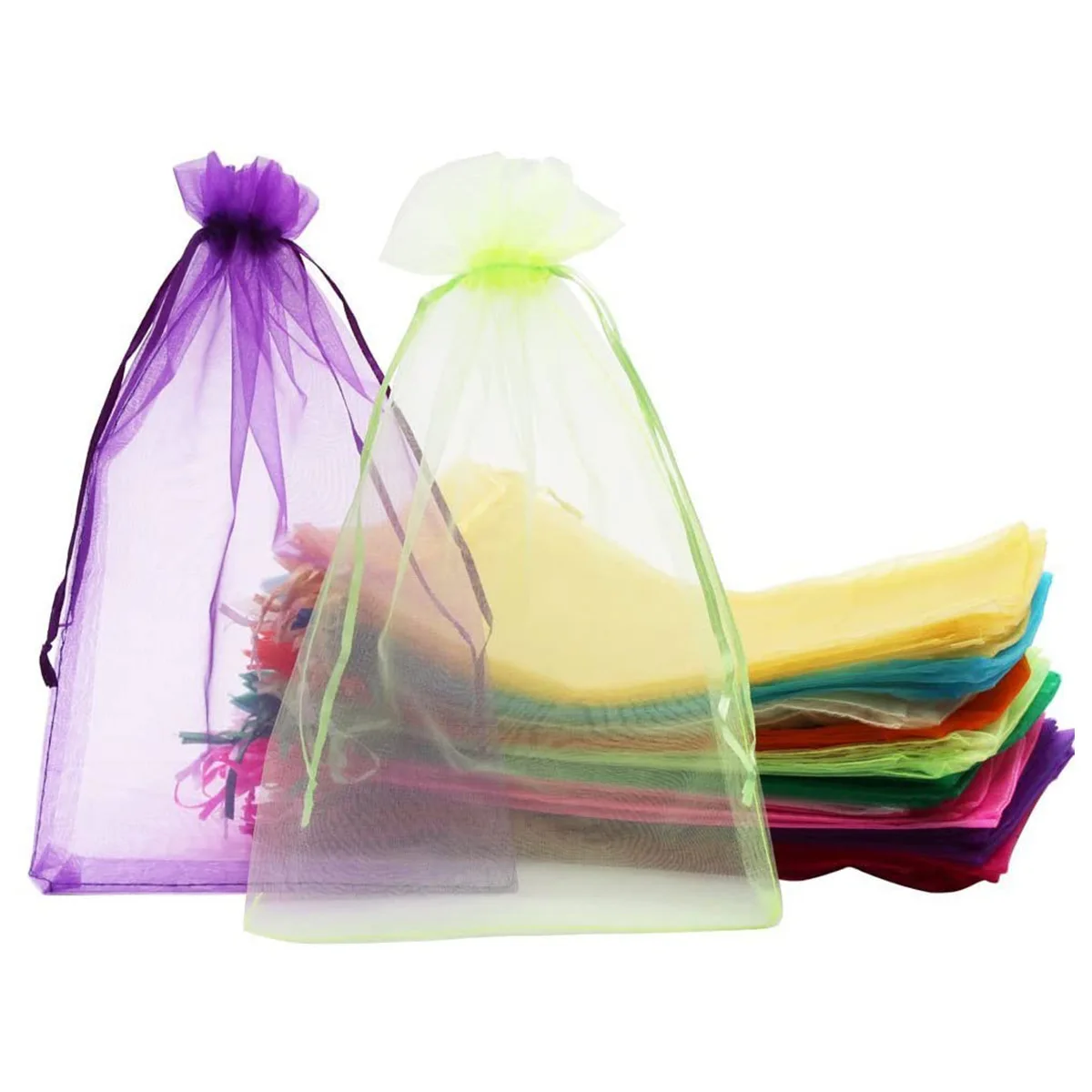 Drawstring Pouches Mixed Color organza pouch sac en tulle Western Wedding Packing Pcs Small Material CWP