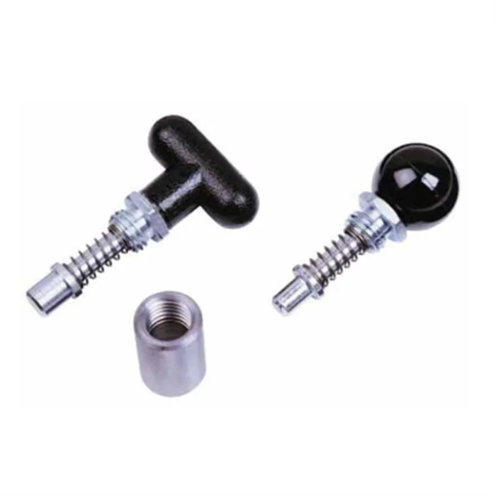 CNC machined custom spring loaded pull indexing plunger pin with T handle or ball handle