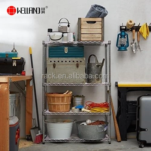 250lbs K/D Sundries Organizer Chrome Metal Wire Shelving,Free Standing Garage Display Rack, NSF Approval