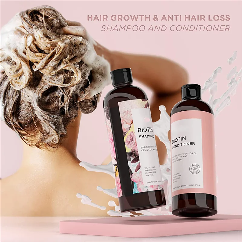 Private Label Best Hair Care Growth Product Biotin Collagen Shampoo and Conditioner Set for Hair 500ml