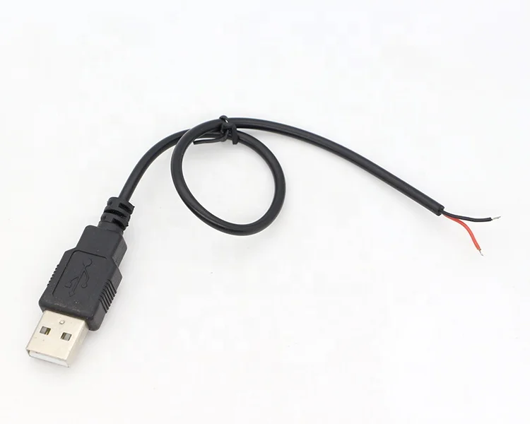 Customized USB 2.0 A Male to Open Stripped Tinned Soldering Bare Wire End Pigtail Cable