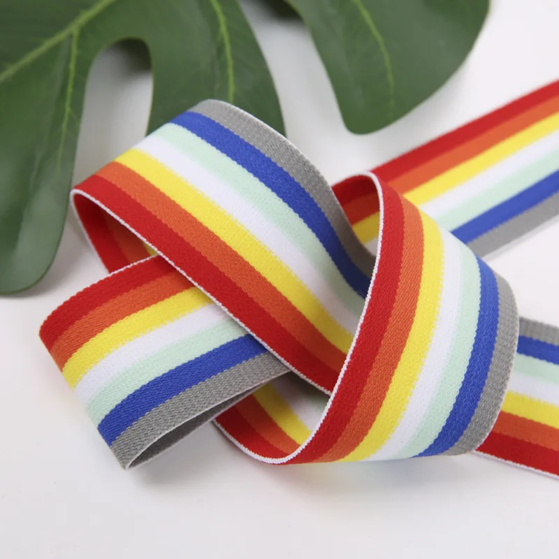 Spot 4cm elastic thickening edge strip inter-color nylon elastic belt shoes hat luggage color matching stripe elastic webbing