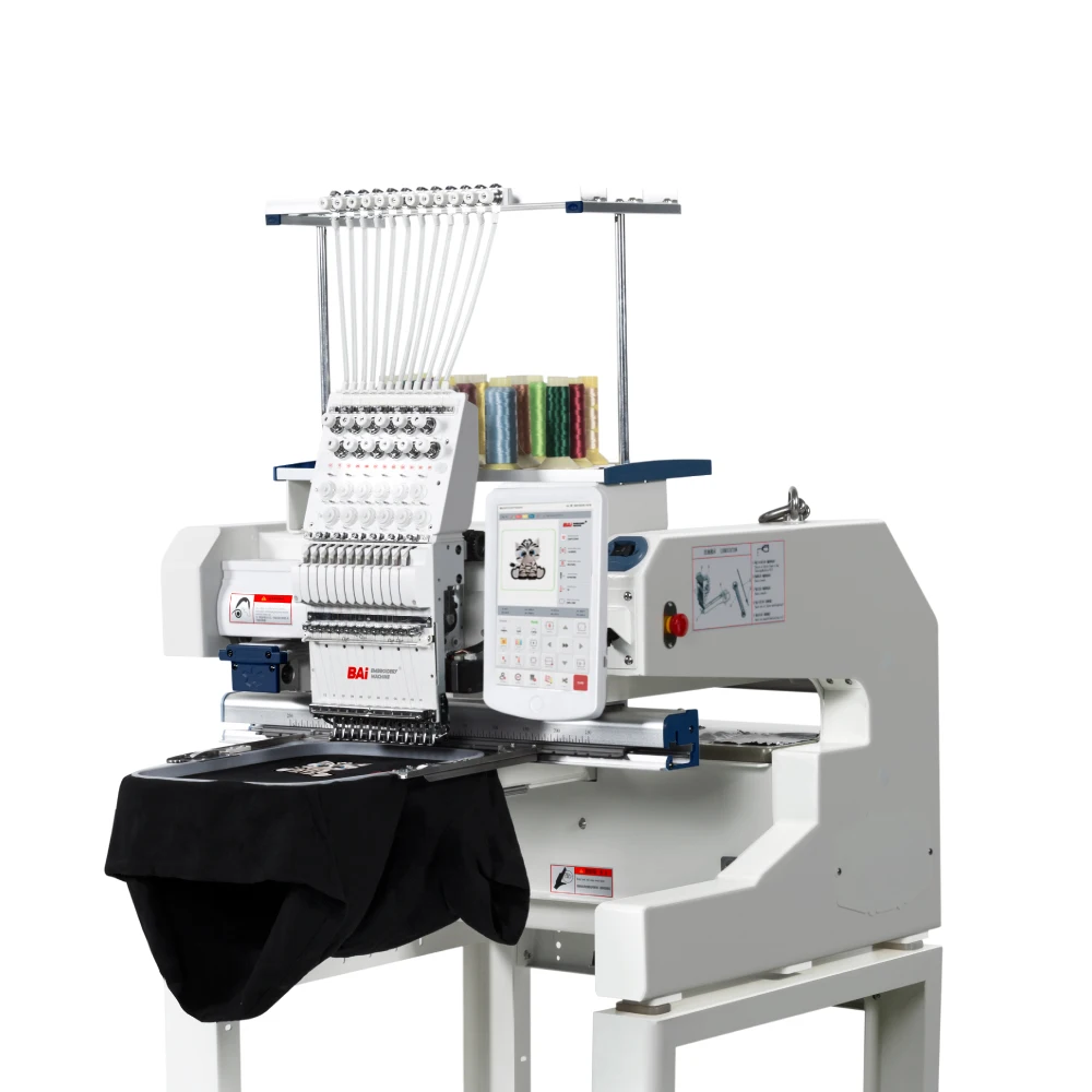 BAI automatic high speed one head 15 needles hat /flat embroidery machine for sale