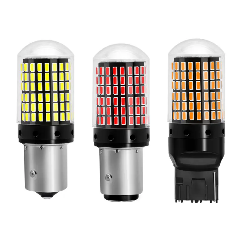 12v Car Led Error Free 1156 Ba15s Bau15s T20 7440 Car Led 144smd 1157 Double Contact Brake Turn signal light bulb Canbus