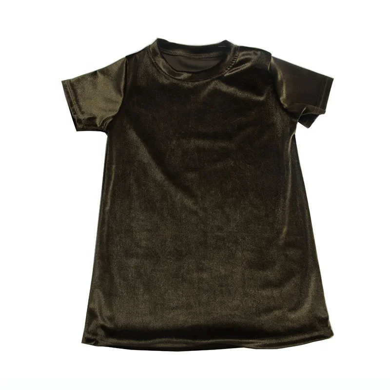 Hot sell multi solid colors lavender velvet dress for girl super pretty T-shirt dress Children velour dress