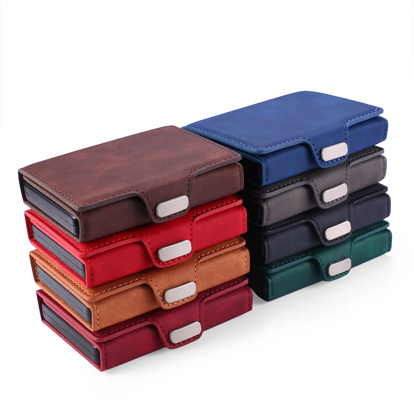 Minimalist Wallets Card Wallet - RFID Men Slim Wallet Manufacturer Leather Vintage Factory Price Short Unisex Open Solid Color