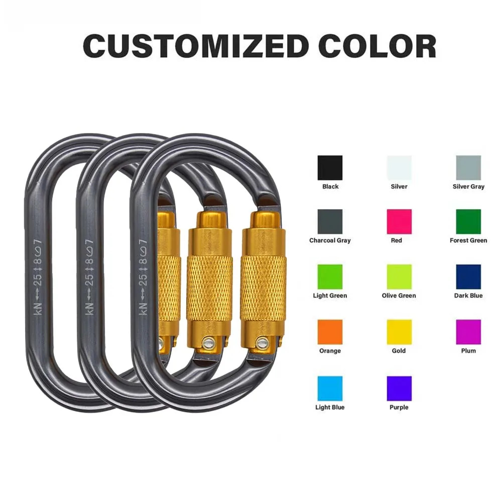 2023 Heavy Duty Hiking Climbing Multi Tool 22kn Locking Carabiner Custom Logo Aluminum