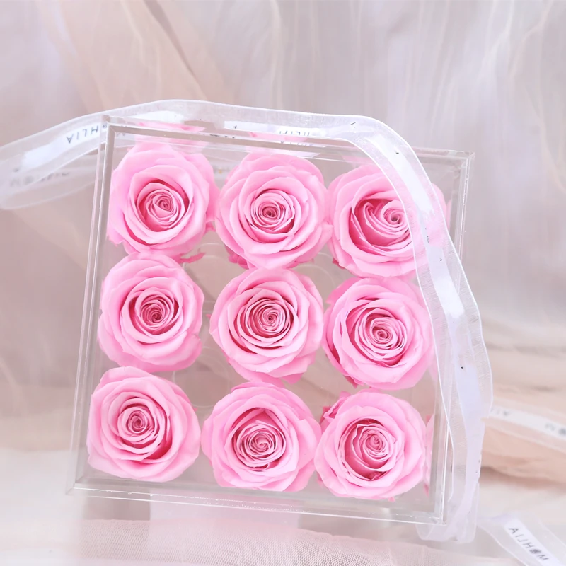Every Love Clear Single Rose Acrylic Flower Box Customized For Valentine Day