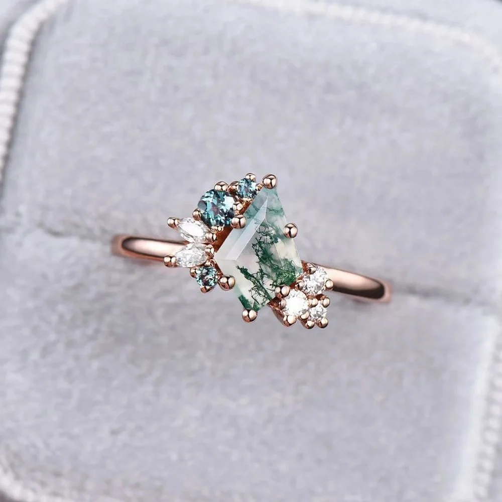 Kite Shape Fashion Gemstone 925 Sterling Silver Black Onyx Ring