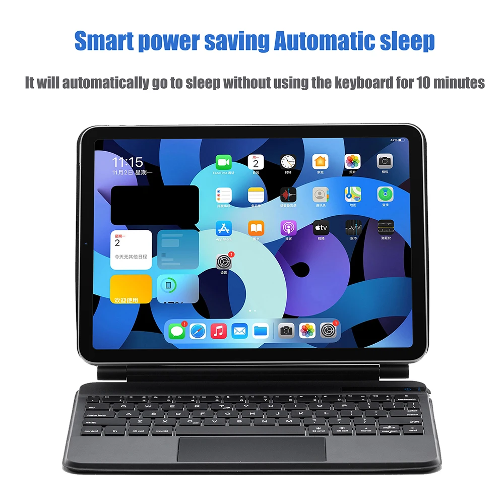 Bluetooth Magic Trackpad Keyboard Mouse Case For iPad Air 5 4 10.9 Pro 11 2021 2020 2018 Russian Arabic Hebrew Spanish Keyboard