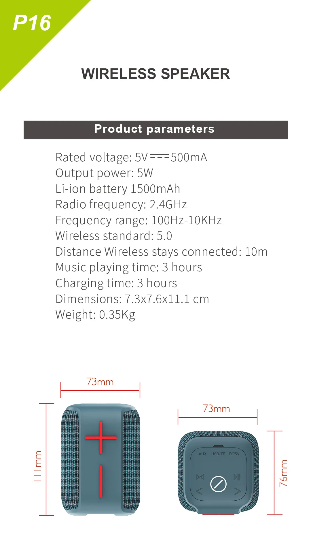 HOPESTAR-P16 new speaker seven waterproof wireless call portable card