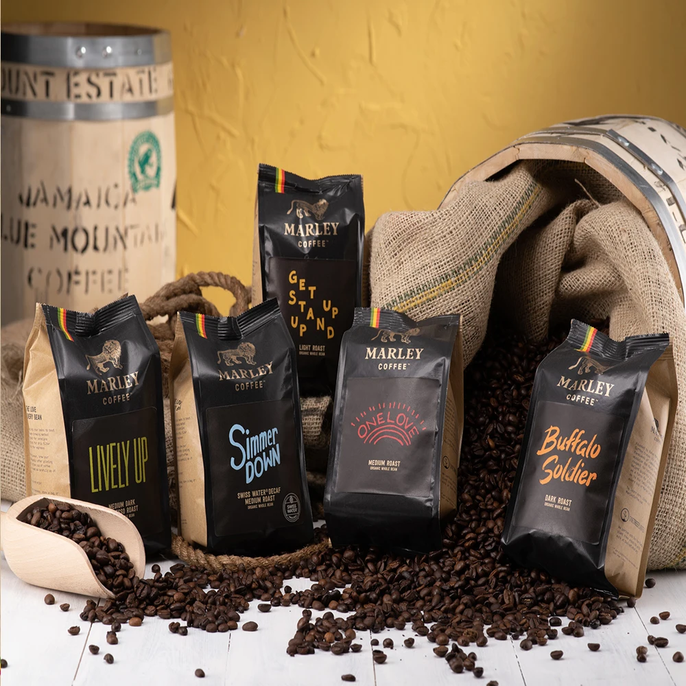 
One Love Medium Roast Organic Coffee Beans Marley Coffee from The Family of Bob Marley 6 x 227g 